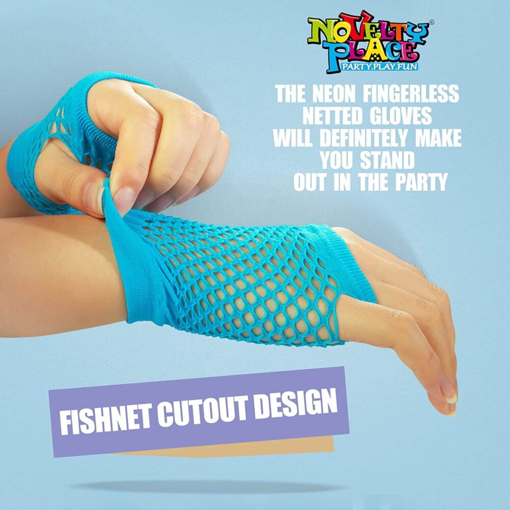 Fingerless Diva Fishnet Wrist Gloves  (12 Pairs) - Image 7