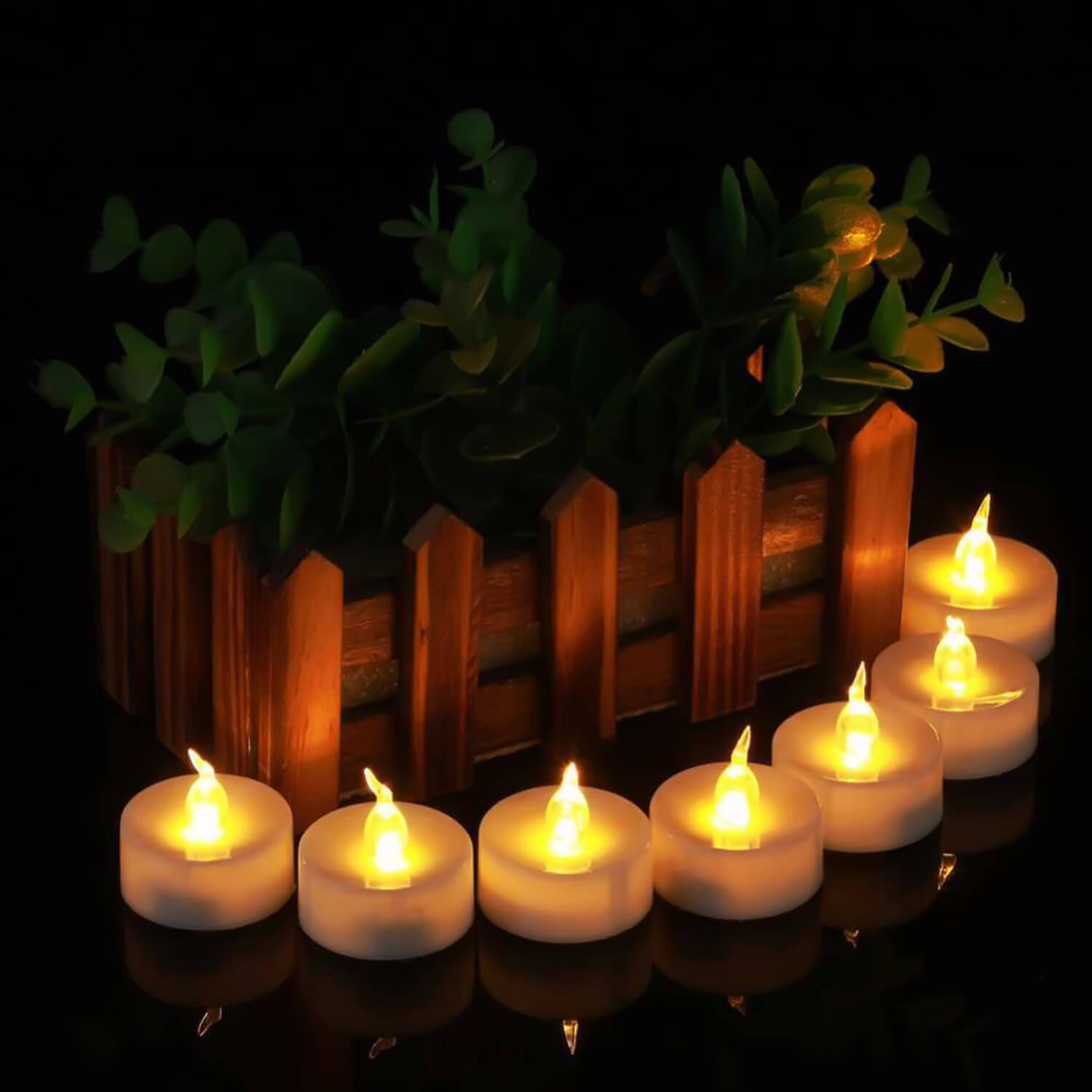 Novelty Place Flameless LED Tea Light Candles Warm Yellow Flickering Tealights