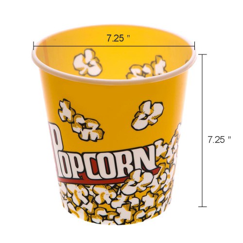 Bucket 48 ounce Solo Popcorn Cup 50 Buckets Premiere Yellow,Red,Retro Style 