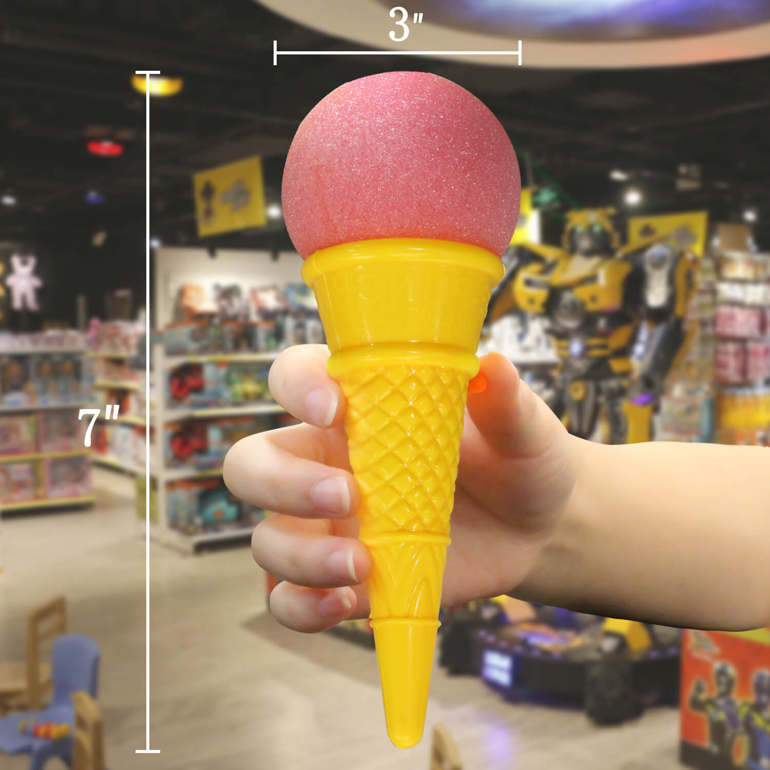 Jumbo Ice Cream Shooter Classic Foam Ball Launcher Squeeze Popper 14”  Yellow 