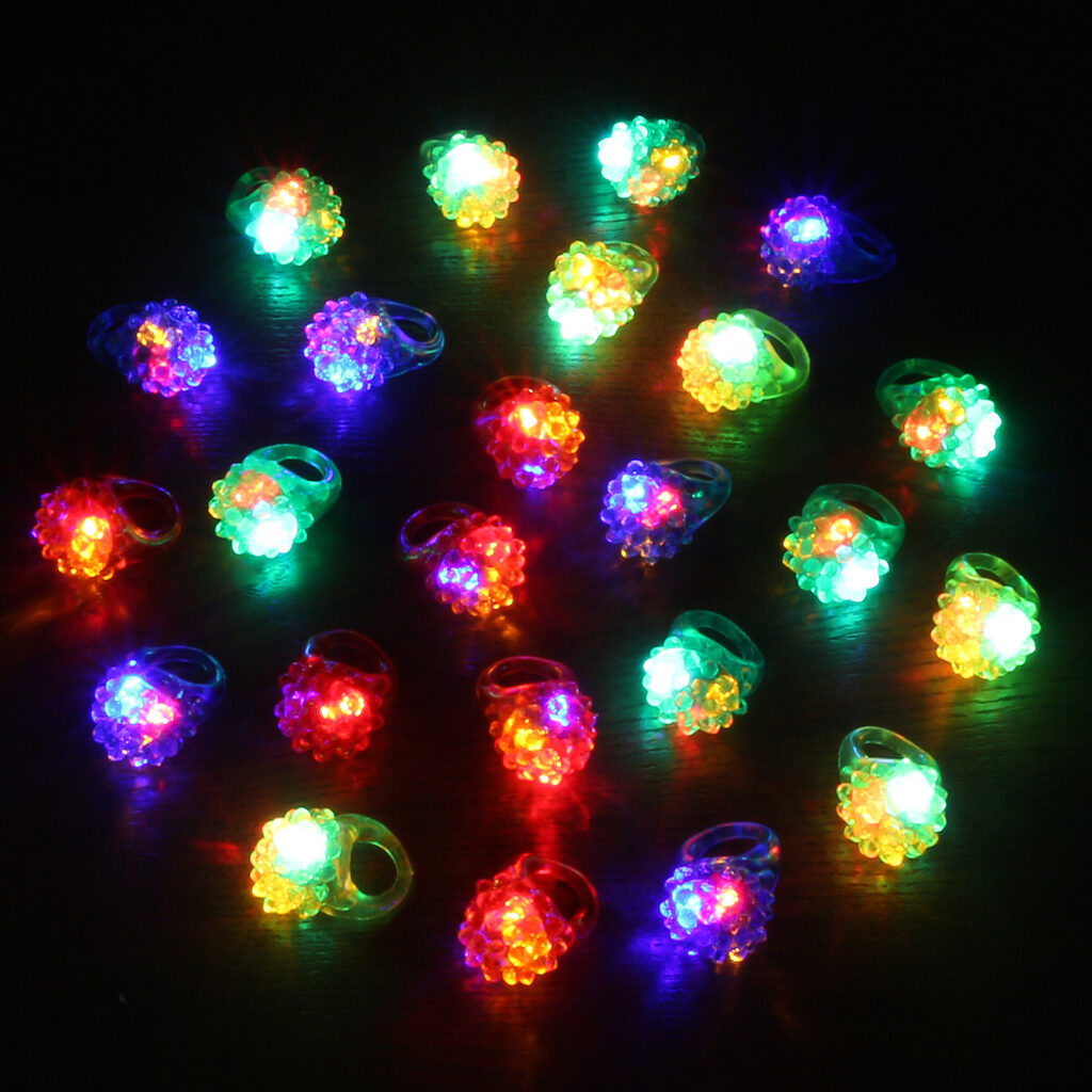Party Stars Flashing LED Bumpy Jelly Ring Light-Up Toys - Novelty Place