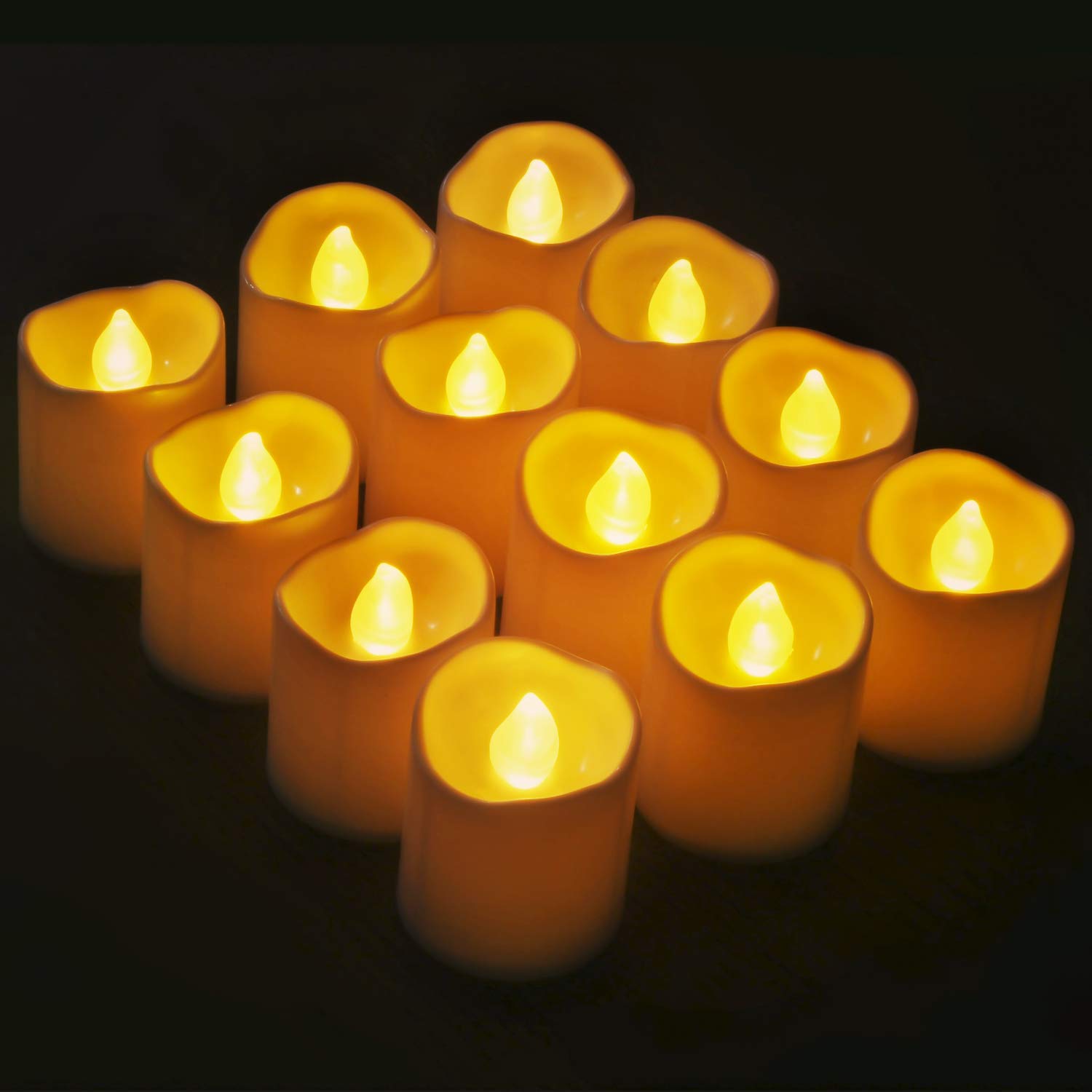 Novelty Place Battery Operated Flickering Flameless LED Votive Candles 12 Pcs, image size:1500x1500