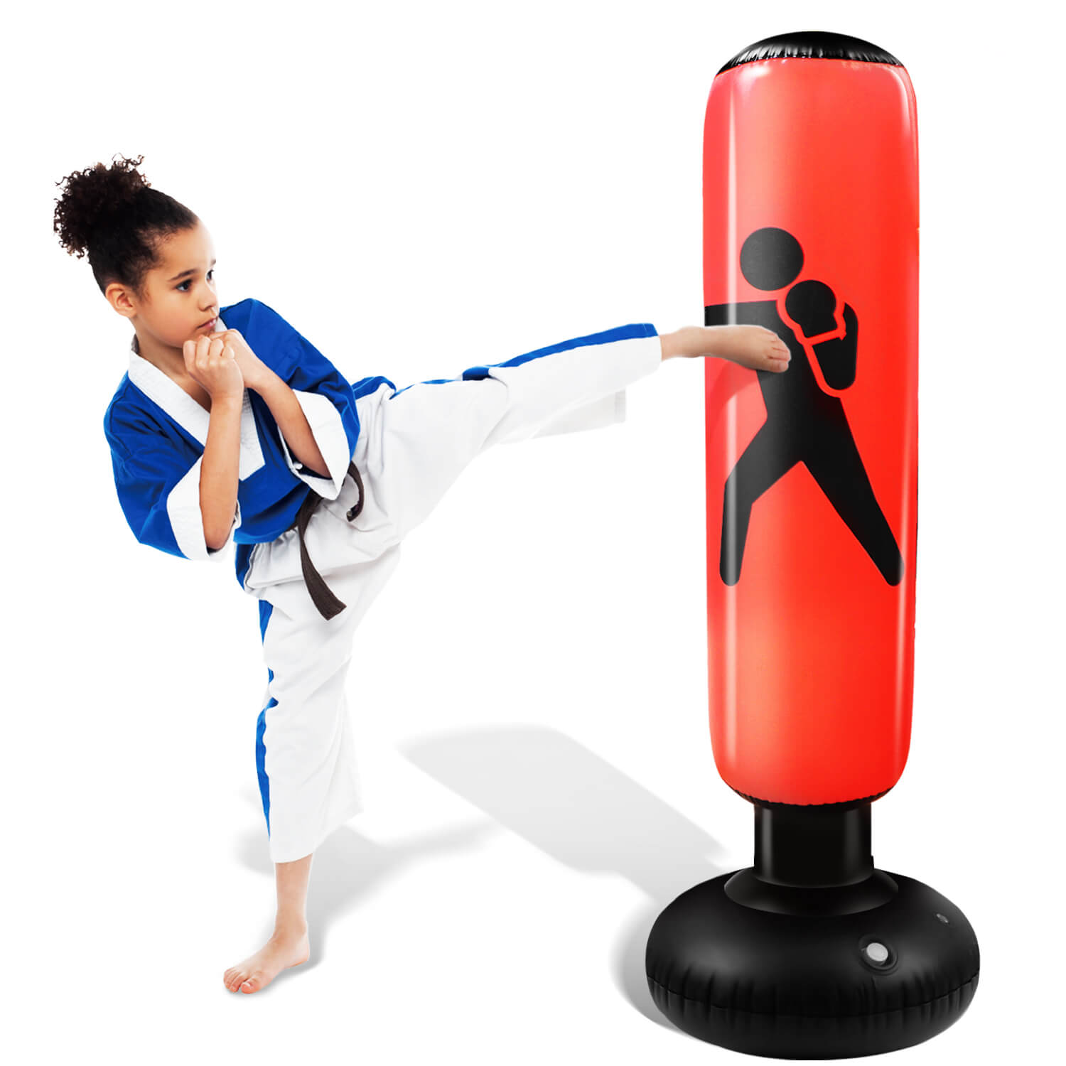 Taekwondo and to Relieve Pent Up Energy in Kids and Adults Coordination Toy TOCO FREIDO Inflatable Kids Punching Bag 63 Inch Freestanding Ninja Boxing Bag for MMA Boxing Training Practicing Karate 