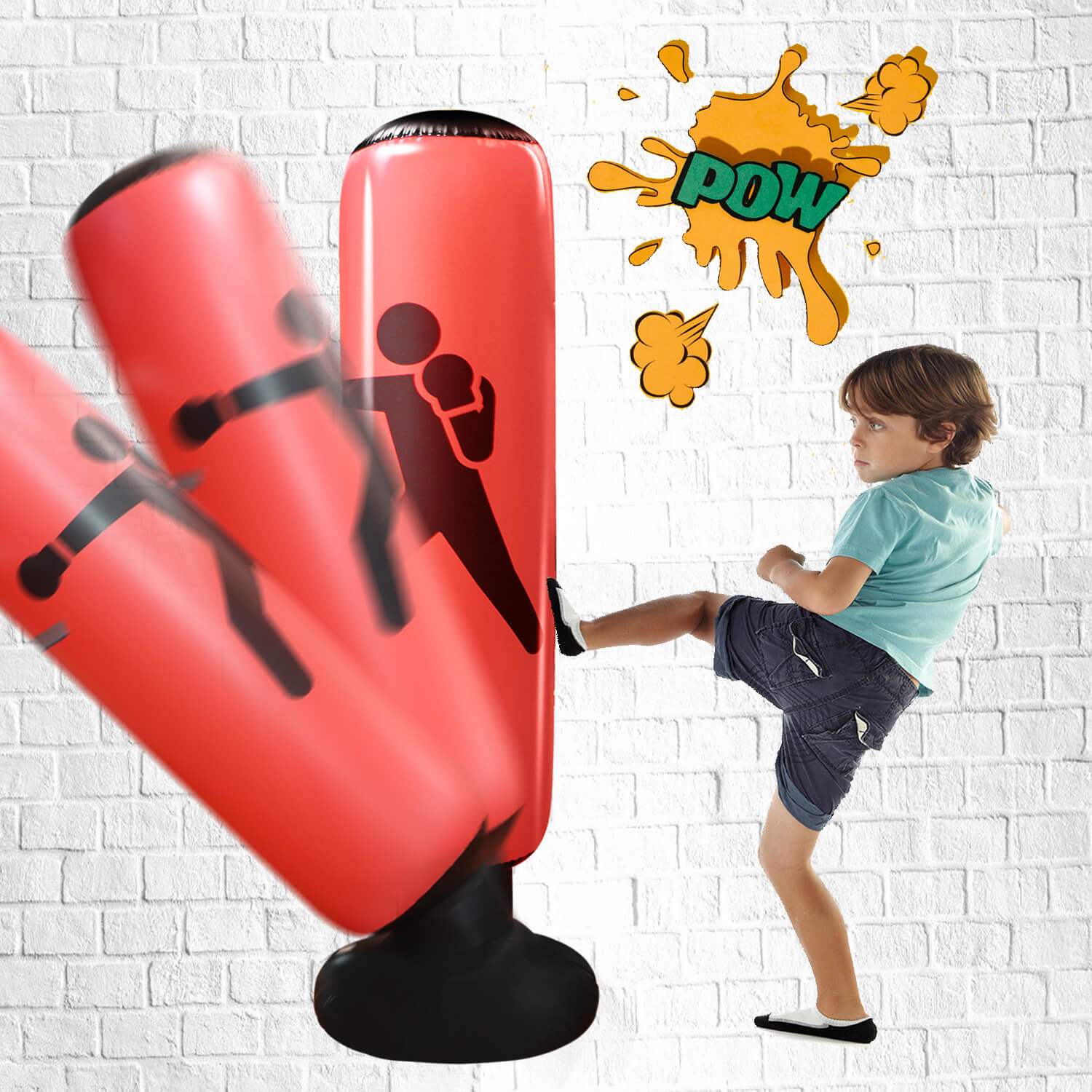Inflatable Punching Bag for Kids 63 Inch Punching Boxing Bag with Gloves Kids P 