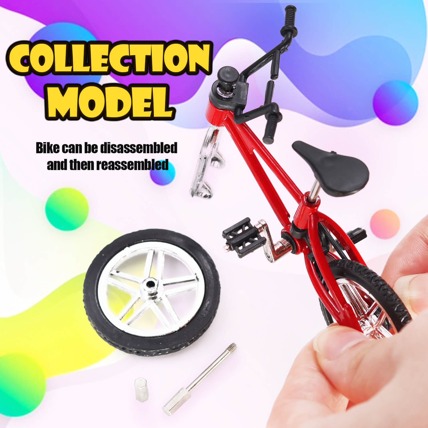 Poluka 4Pcs Mini Finger Bike Finger Toy Mountain Bike Bicycle Model Miniature for Bike Model Collections Home Office Desk Table Decor Kids Gift Doll house Accessories Cake Decoration