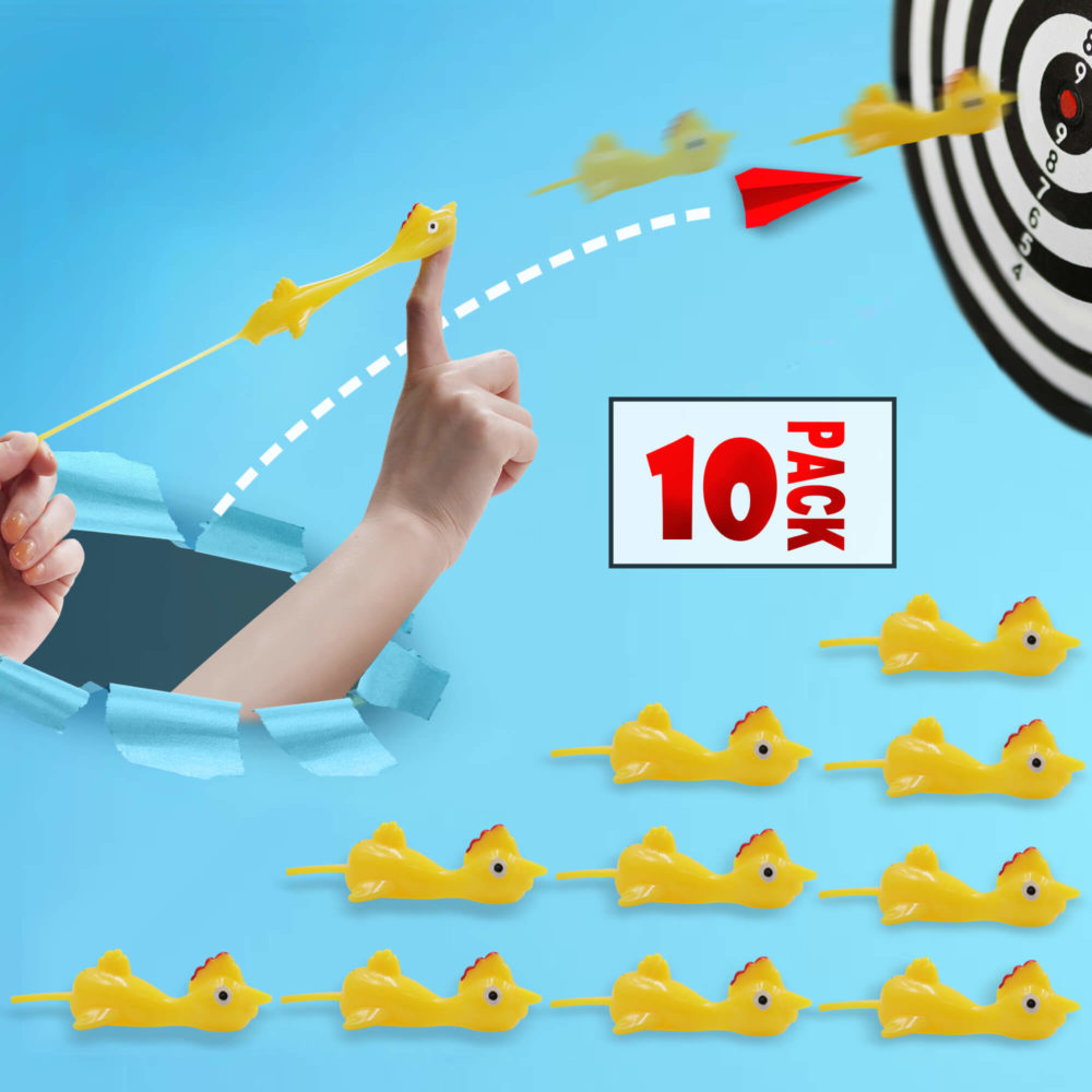 10 Pcs Slingshot Chicken Flying Finger Toys - 4 Inch - Image 3