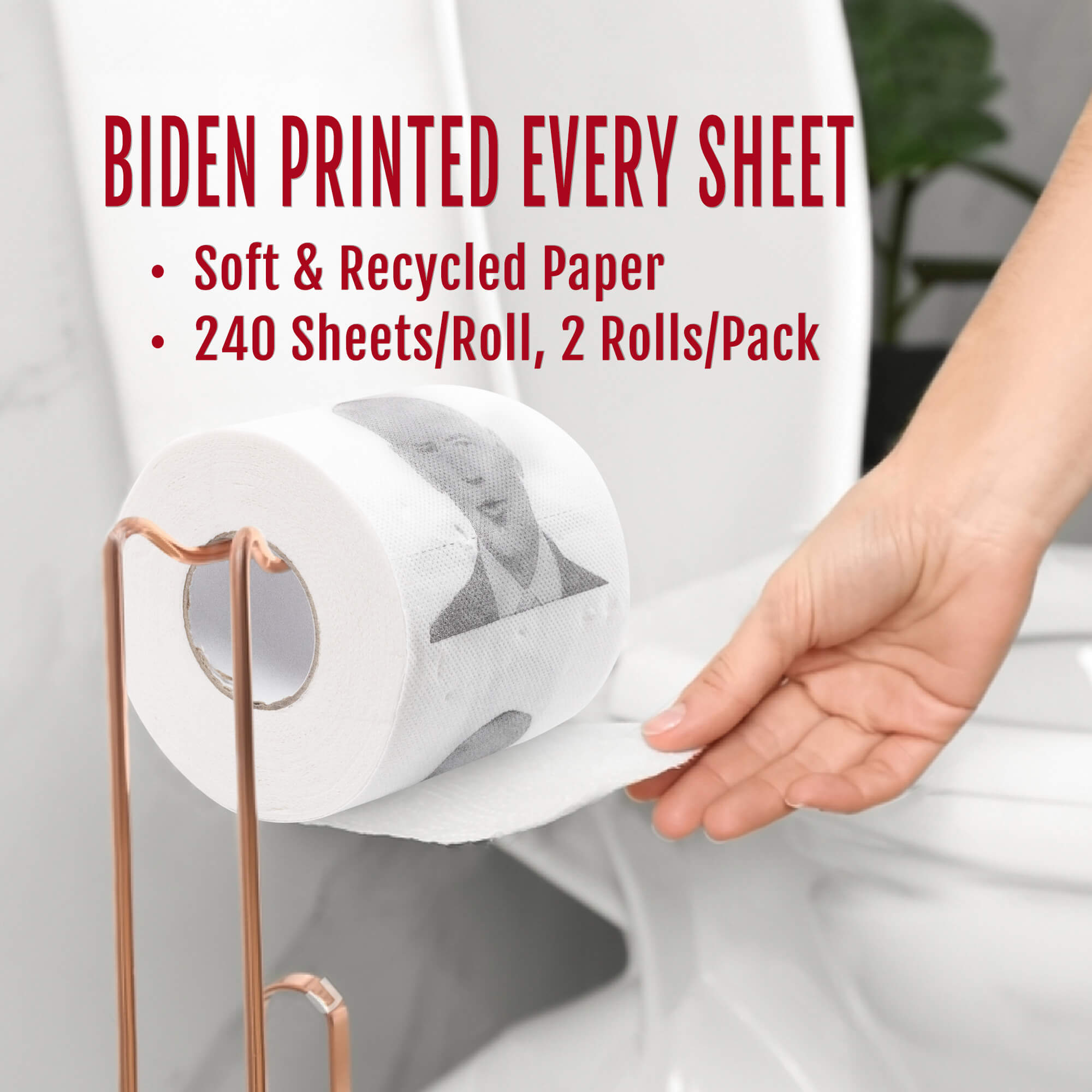 Joe Biden Pattern Toilet Paper Roll Bathroom Towel 3 Layers Funny