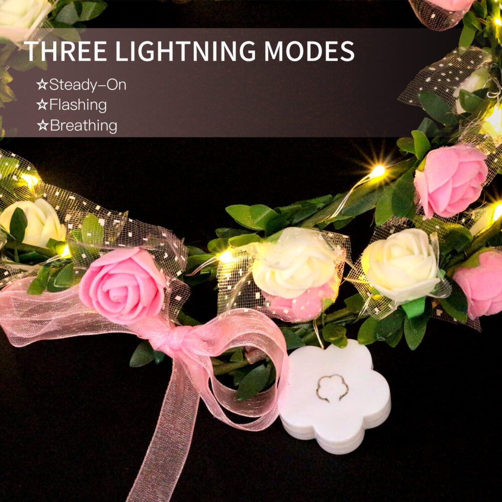 LED Floral Head Crown for Wedding, Festival and Party (4 Pack) - Image 4
