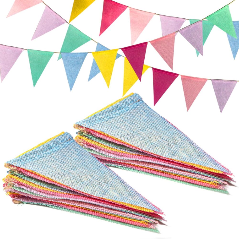 Multicolor Triangle Burlap Banner
