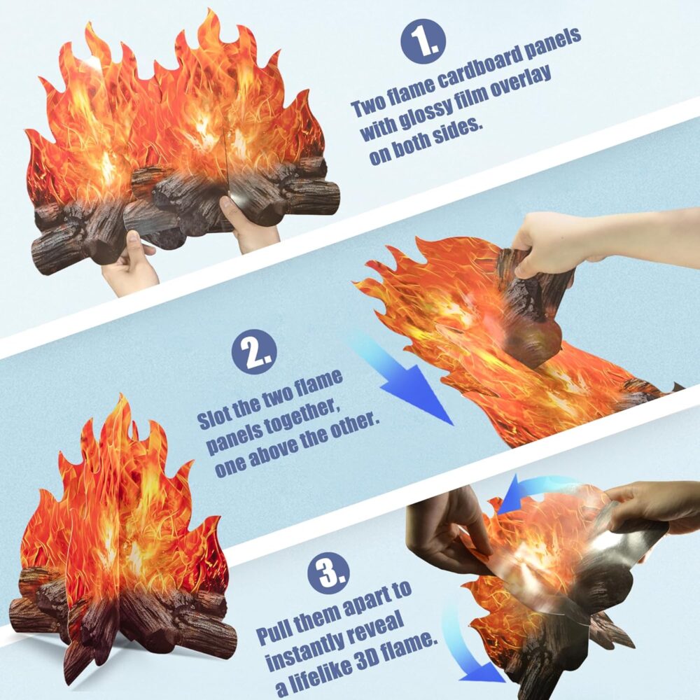 2 Set Fake Fire Cardboard Decoration Set - Novelty Place
