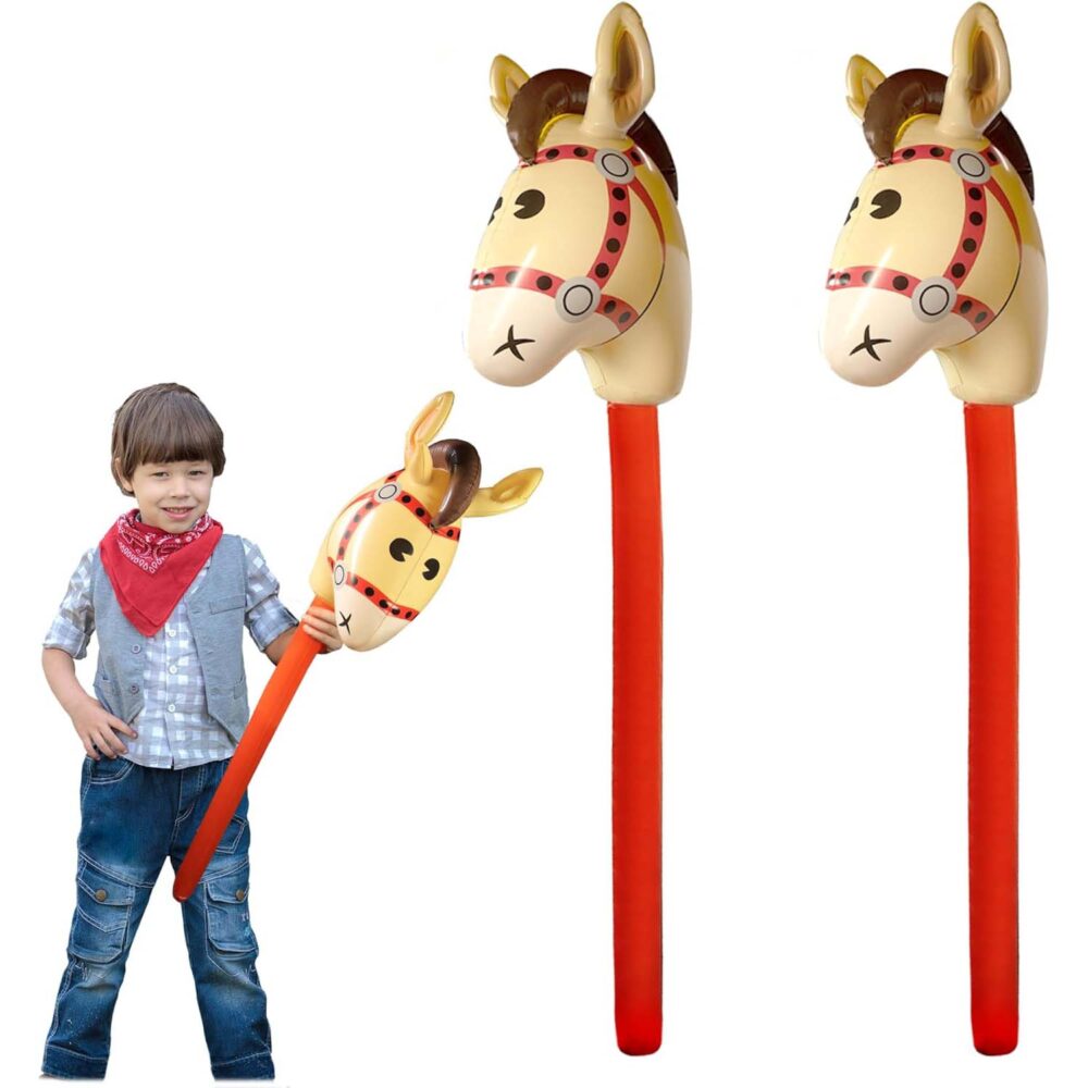 2Pcs Inflatable Stick Horse