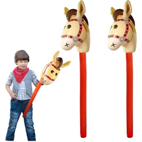2Pcs Inflatable Stick Horse