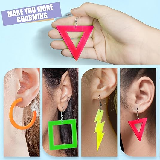 3 Pairs 80s Neon Earrings for Women
