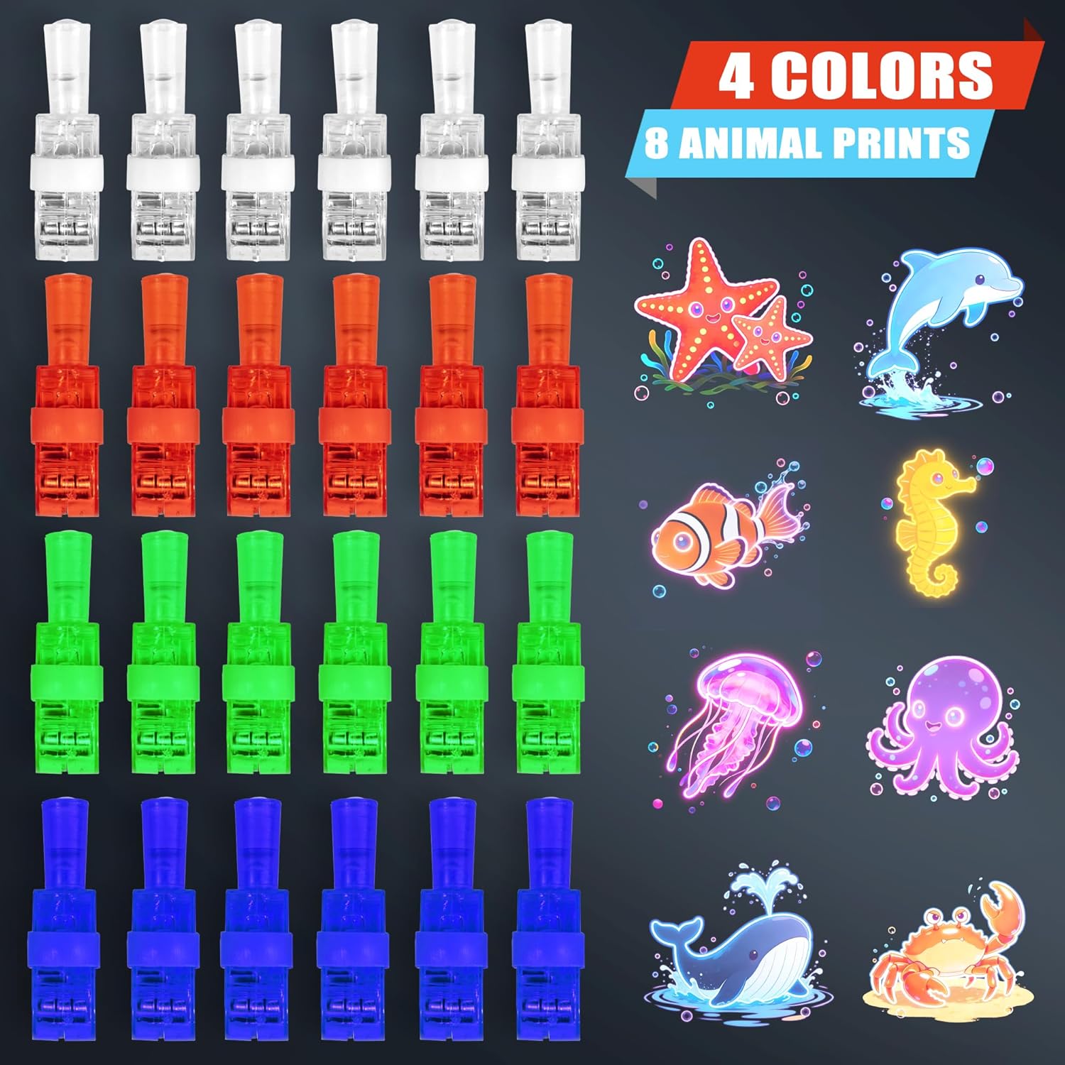 24 Pcs LED Finger Lights - Ocean Animal Project